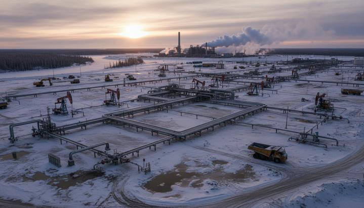 IPC начала закачку пара на нефтеносных песках Блэкрод в Канаде Промышленный комплекс по добыче нефти на месторождении нефтеносных песков в Канаде. Вид на трубопроводы и технологические установки.