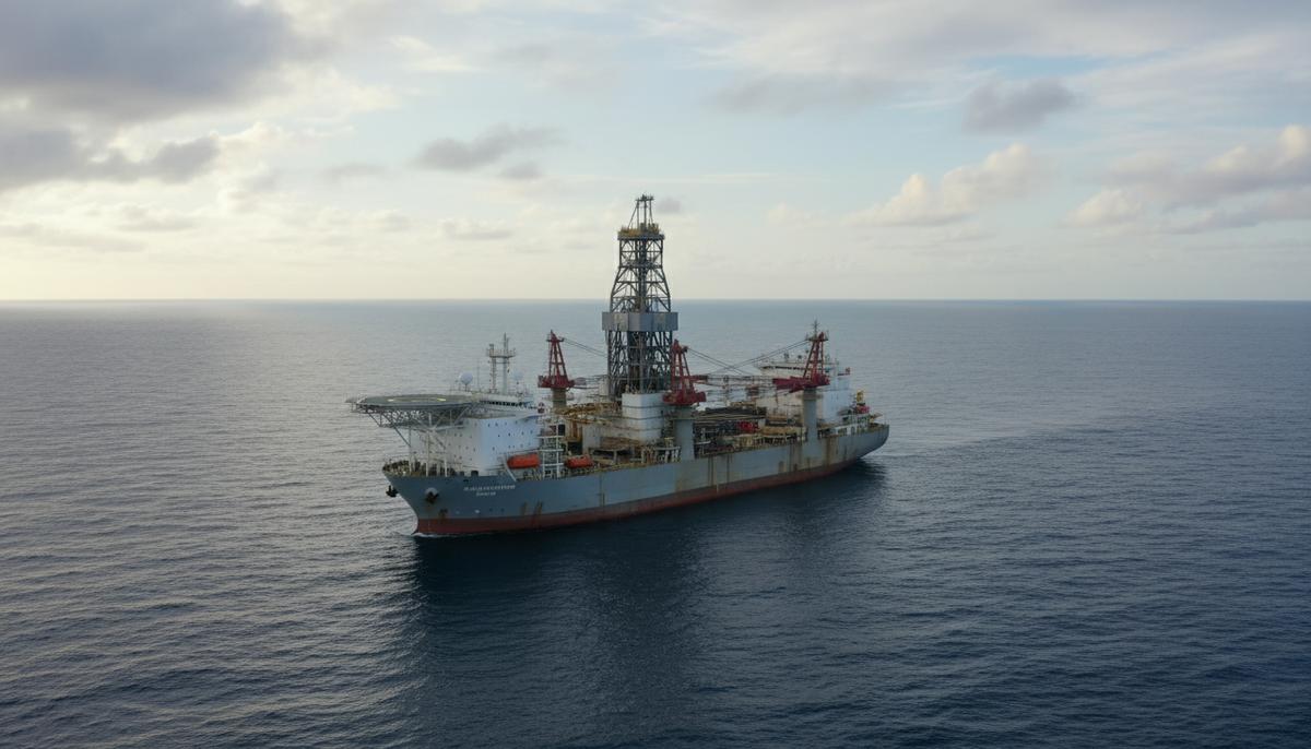 Seadrill заключила контракты на бурение в Малайзии, Норвегии и Бразилии Морская нефтегазовая буровая платформа (буровое судно) в открытом море. Вид на палубу, буровую вышку и вертолетную площадку.