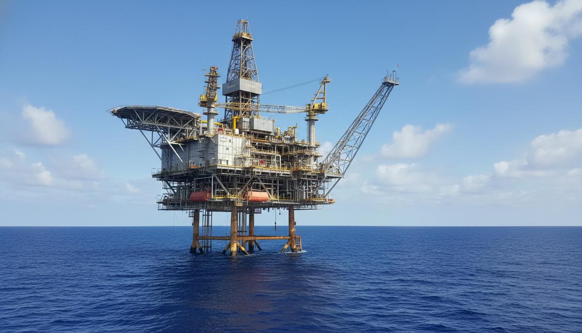 Морская нефтегазовая платформа для геологоразведки в Атлантическом океане у побережья Намибии.