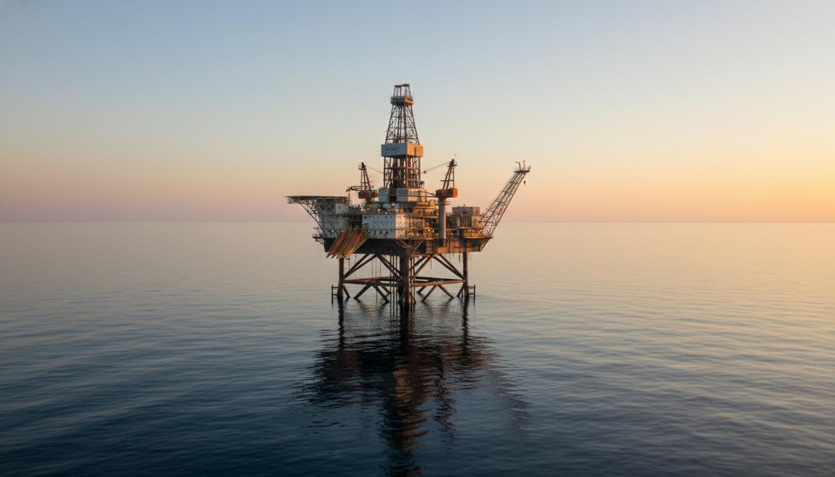 Petronas получила права на разведку крупного морского блока в Омане Морская полупогружная буровая установка для разведки нефти и газа в открытом море у побережья Омана на рассвете.