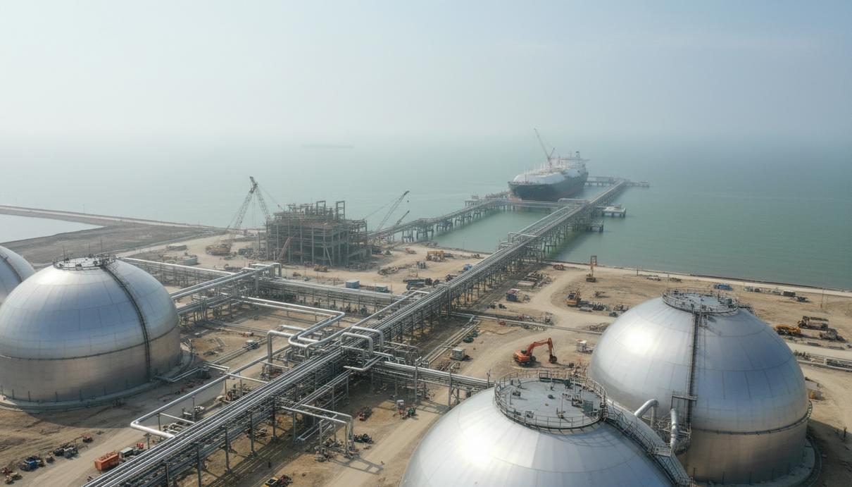 Масштабное строительство экспортного терминала сжиженного природного газа с промышленными резервуарами