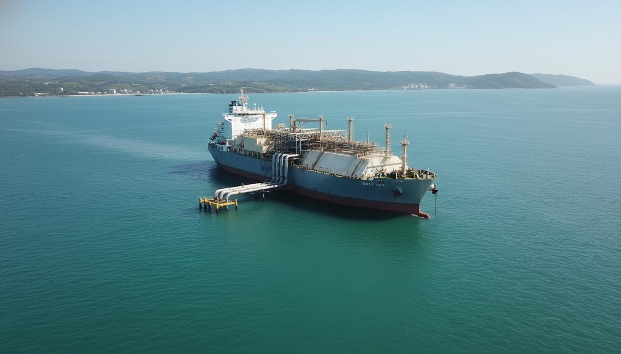 Плавучая регазификационная установка и морской газопровод у побережья Бразилии