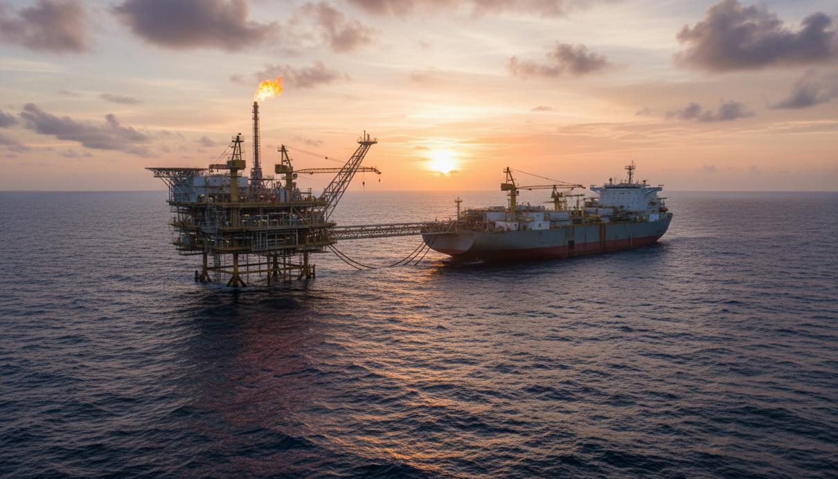 Плавучая платформа для добычи нефти на океанском шельфе вблизи побережья Республики Конго