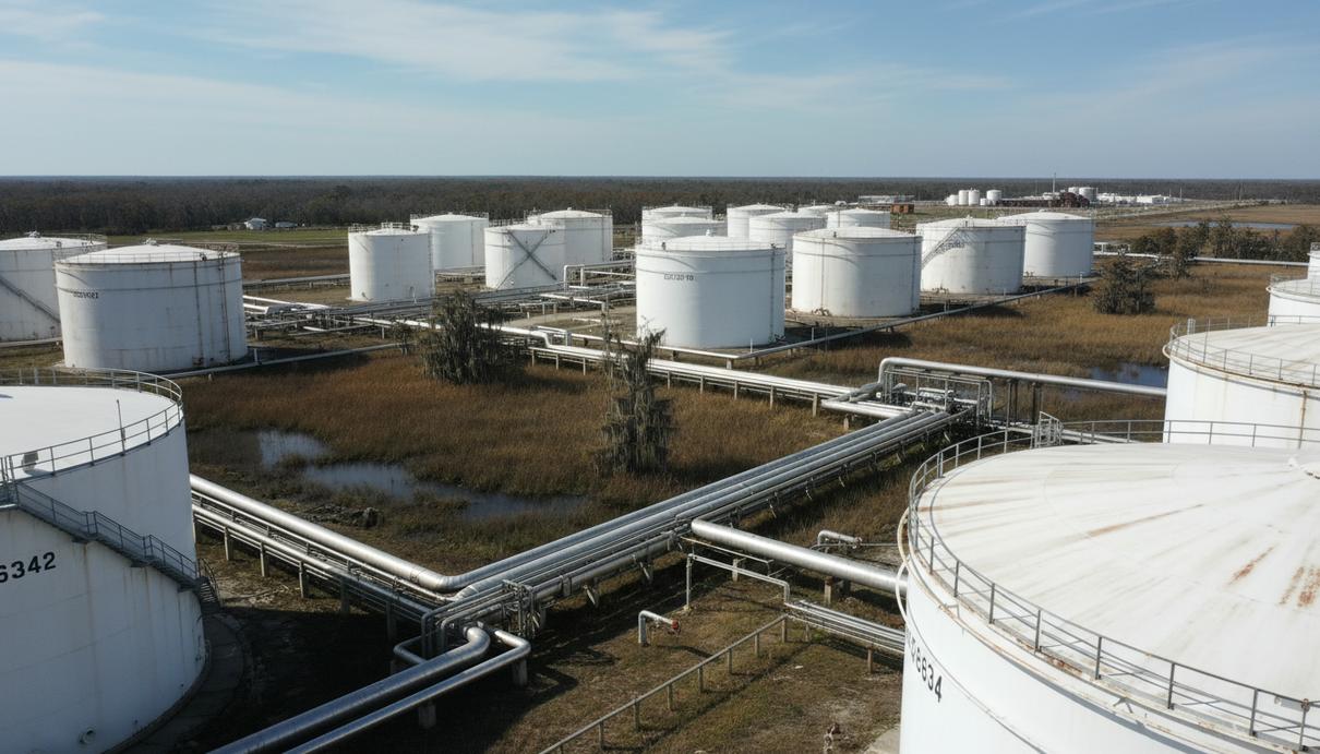 Наземные сооружения стратегического нефтяного резерва США и система трубопроводов в Луизиане