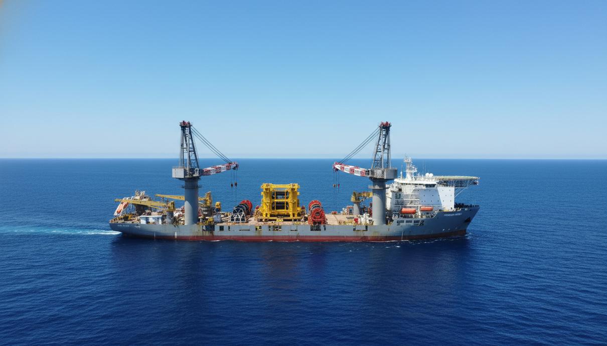 Специализированное судно для глубоководных строительных работ на нефтяном месторождении в открытом море