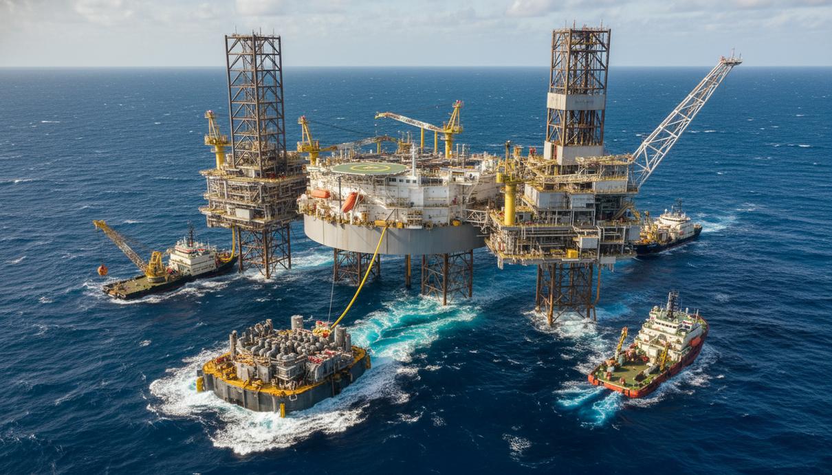 Морская нефтедобывающая платформа и технологическое оборудование для разработки шельфа в открытом море