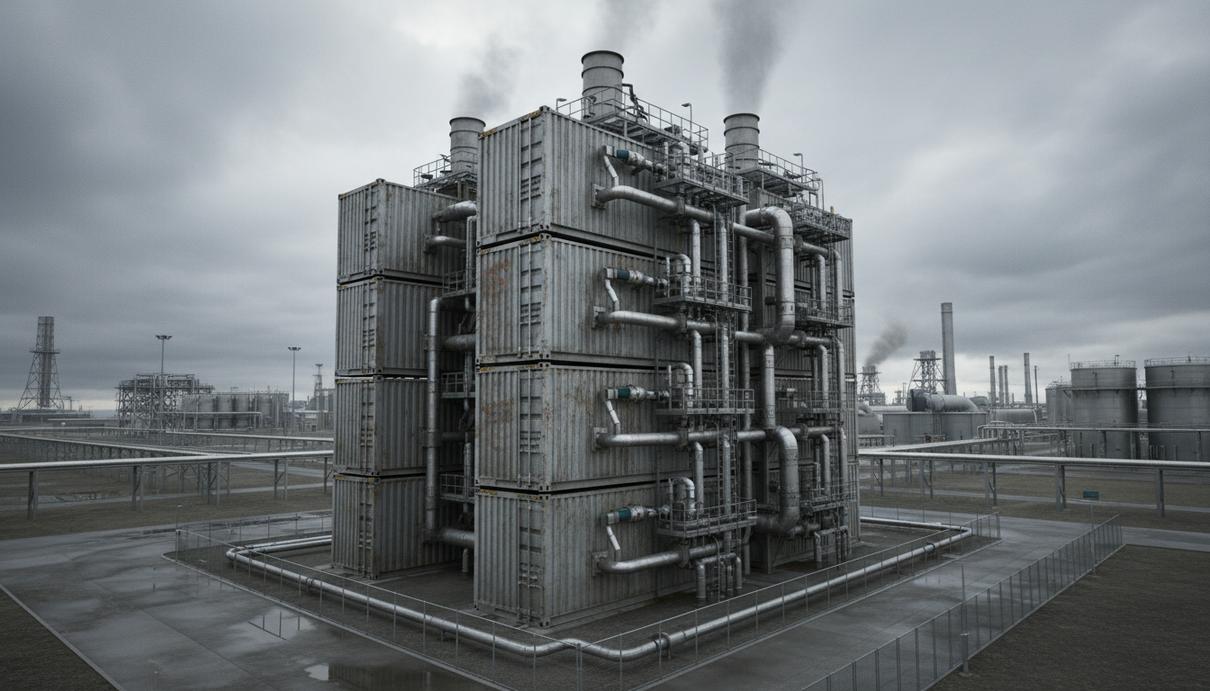 Модульный промышленный комплекс из металлических блоков для переработки отходов в энергию