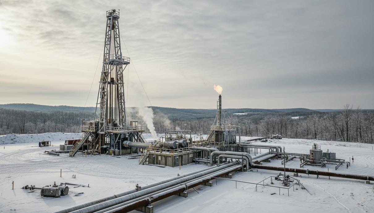 Stone Ridge предложила Devon Energy 8 млрд долларов за газовые активы Промышленная вышка и стальные трубопроводы на газовом месторождении в Пенсильвании